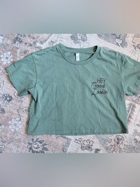 Hey Good Lookin' Green Crop Tee